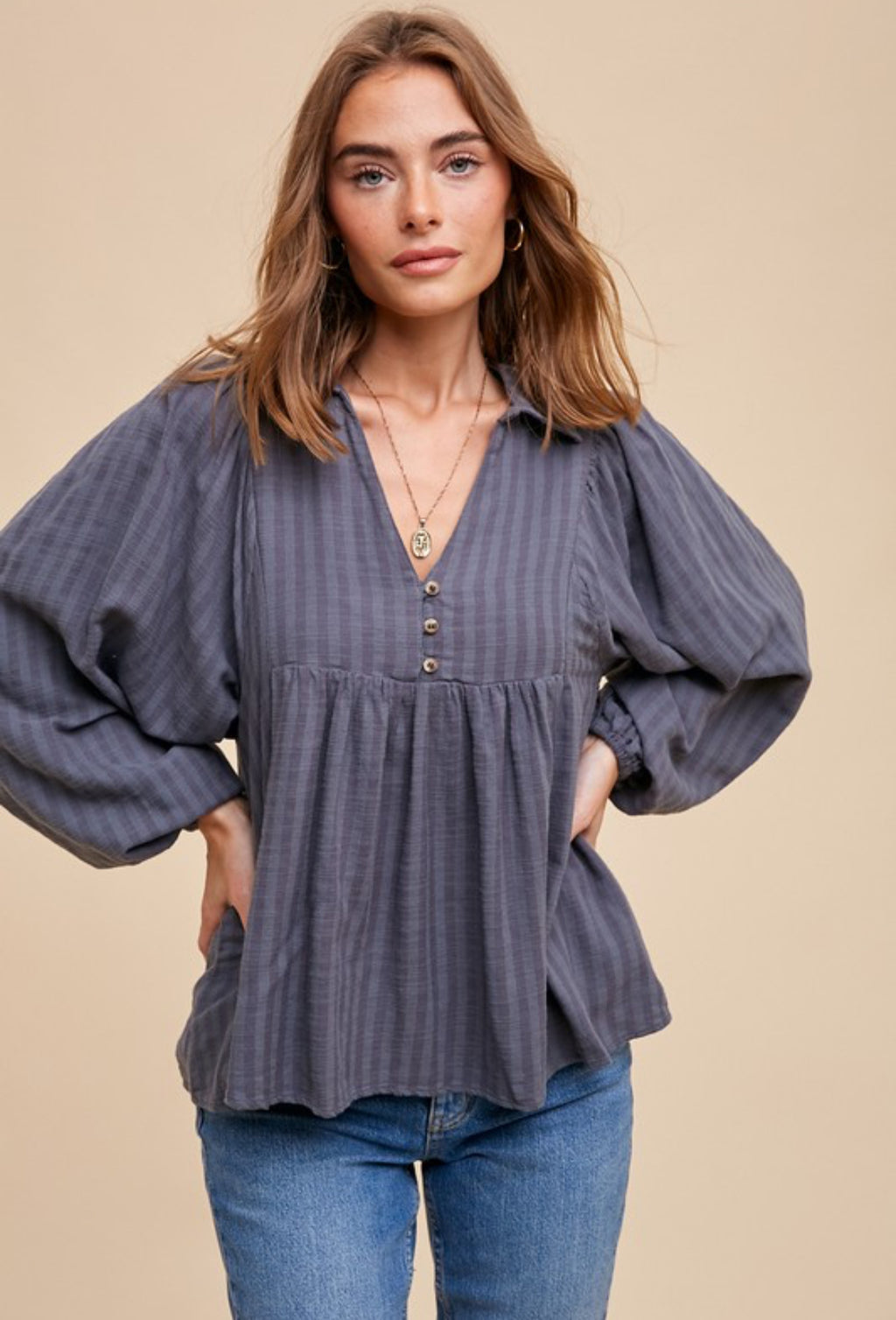 Balloon Sleeve Button Down