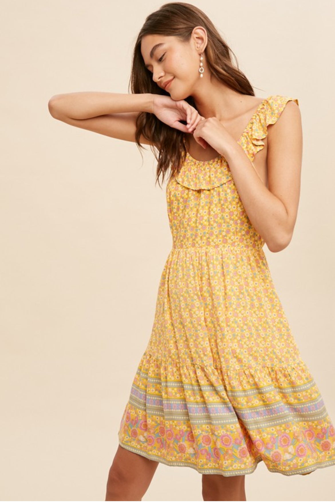 Printed Open Tie Back Mini Dress