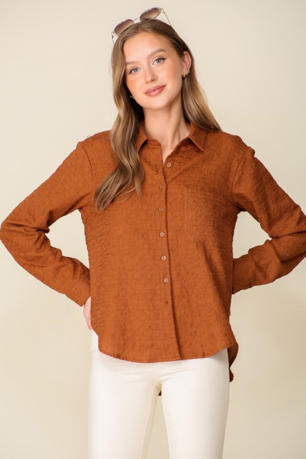Textured Button Up Top