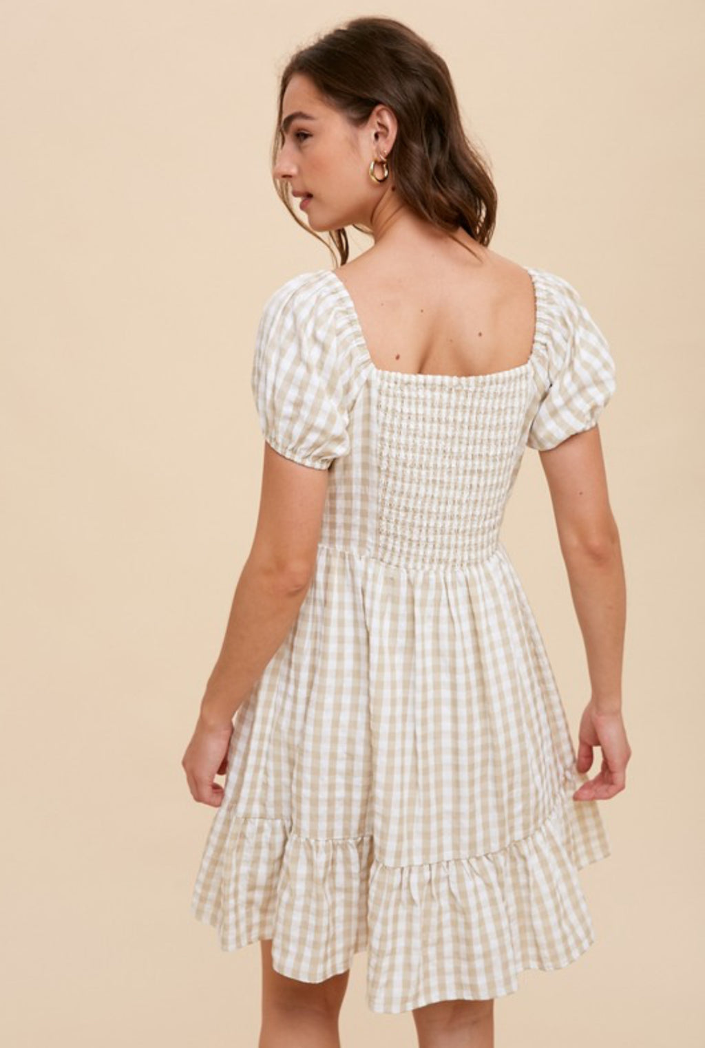 Sweetheart Neckline Gingham Dress
