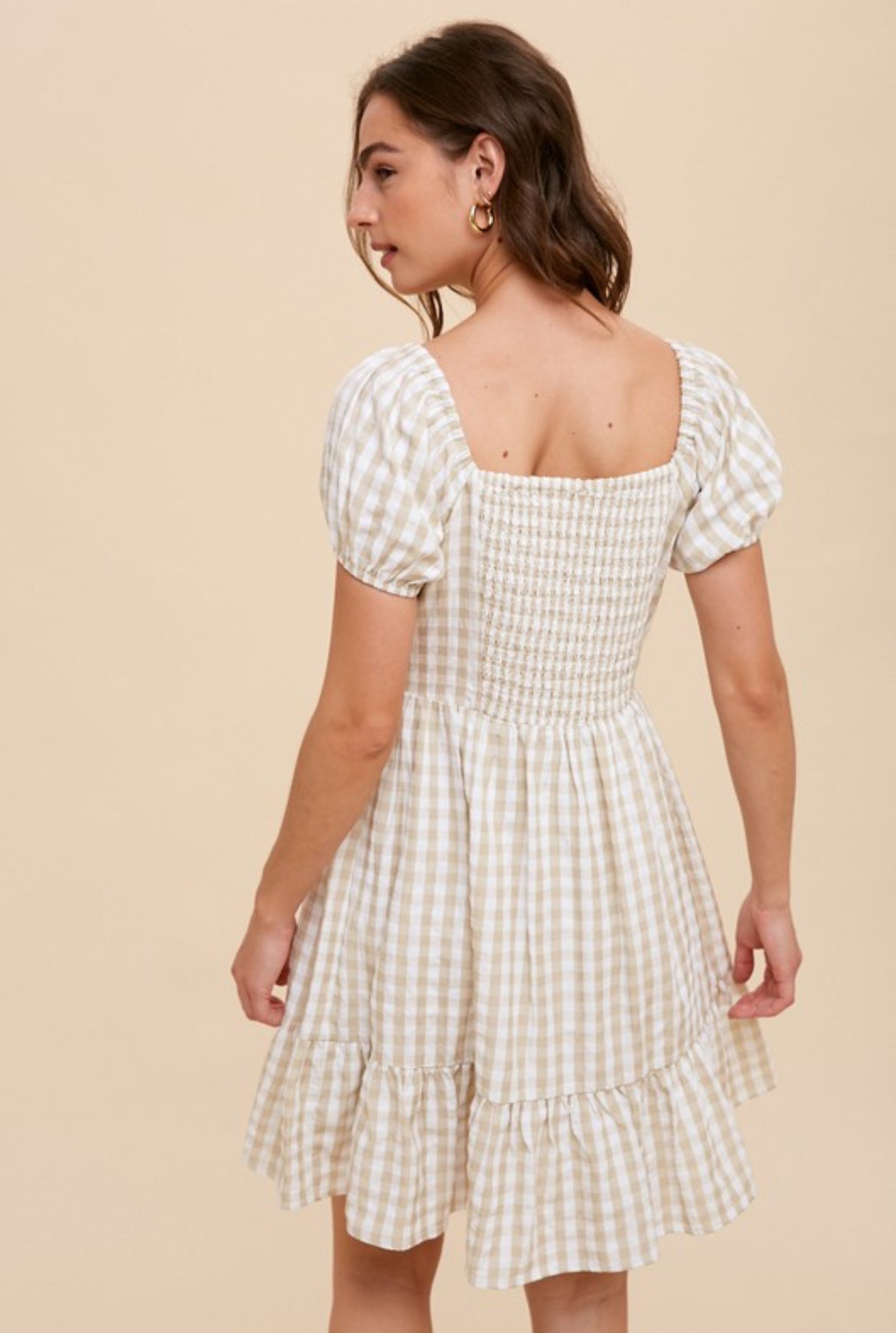 Sweetheart Neckline Gingham Dress