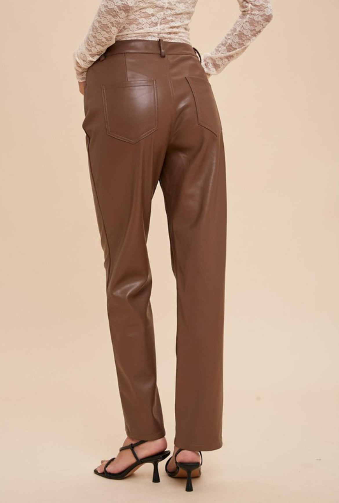 Straight Leg Vegan Leather Pants
