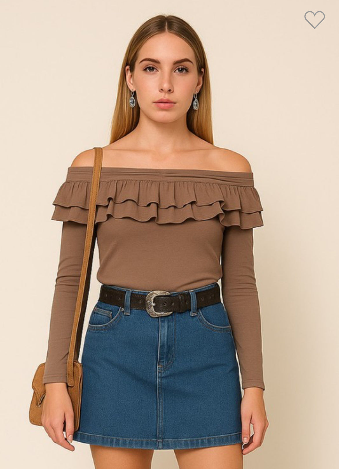 Brown Ruffled Top