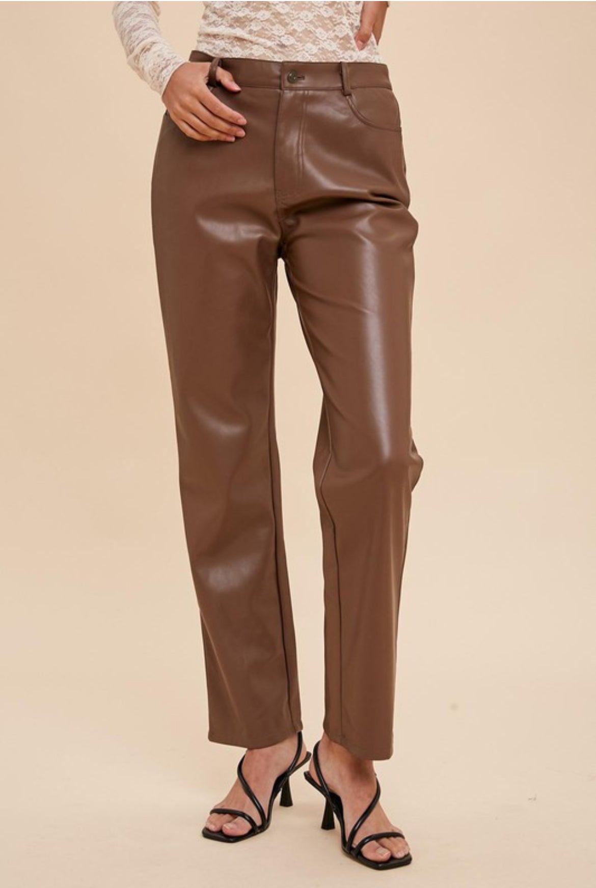 Straight Leg Vegan Leather Pants