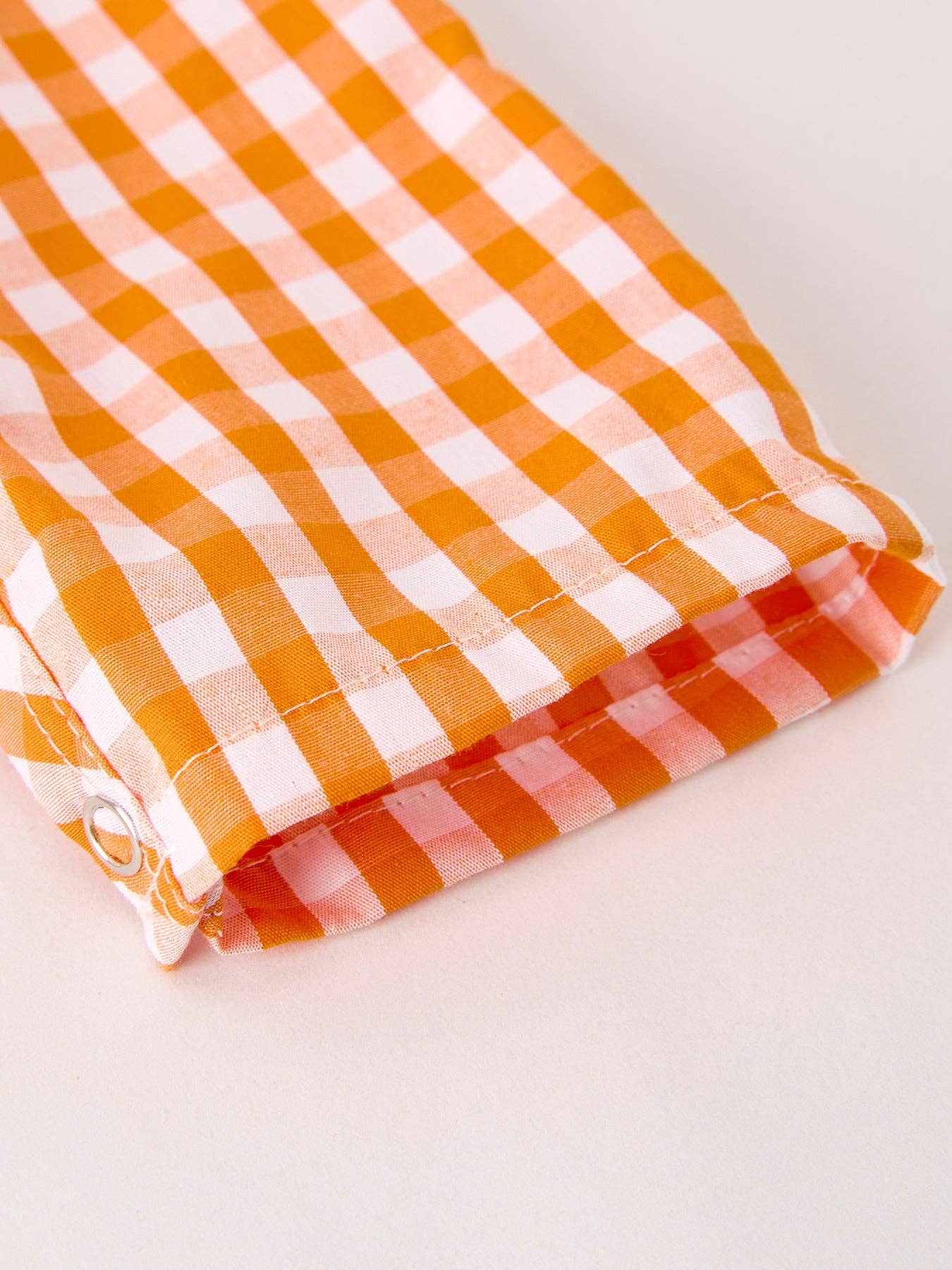 Fall Embroidered Romper for Baby Boys – Orange Checkered with Fall Details